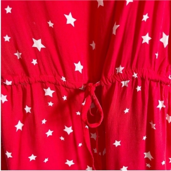 Levis romper red white star print shorts lace tie waist - Picture 3 of 9